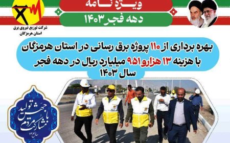 آغاز بهره برداری از ۱۱۰ طرح تامین و توزیع برق در هرمزگان